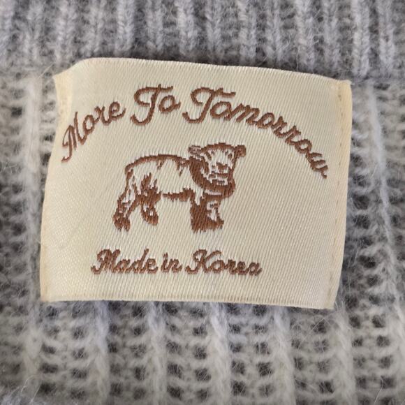 Women’s Wool Alpaca Blend Striped Sweater Sz S Gray Soft Cozy Minimalist Layer - Picture 5 of 6